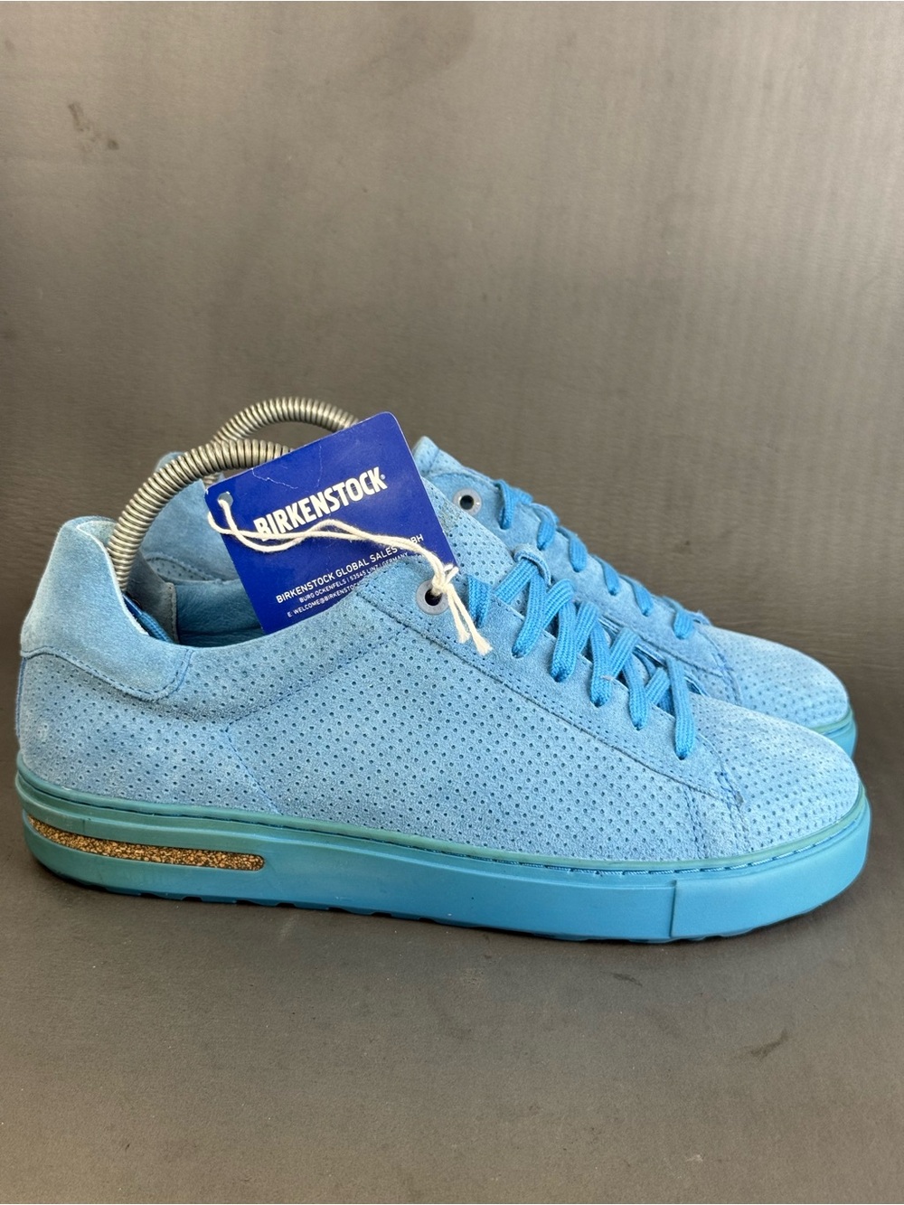 Blue perforated suede Birkenstock Bend Low sneakers shoes womens size 8